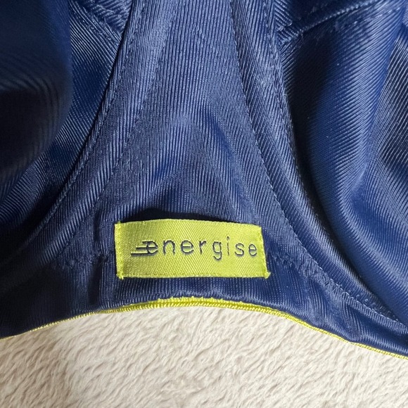 Elomi Energise Navy Blue Yellow Full Support Sports Bra Plus Size 38I Full Cup - Picture 5 of 6